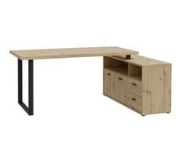 Bureau d'angle - GOLDSBORO - Chêne artisan / Noir - 124,2 x 181,5 x 74,1 cm