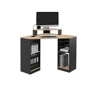IDMarket – Bureau d'angle Harry Harry Noir et façon hêtre Gain de place avec rangements