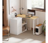 Bureau d'angle HOMCOM 360° modulable - 2 armoires & 2 étagères, blanc
