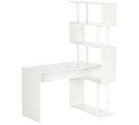 HOMCOM Bureau d'angle avec étagères de Rangement Bureau Informatique Design Contemporain en Forme de L étagères en Bois 120 x 80 x 176 cm Blanc