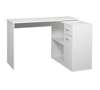 Bureau d'angle - HOMCOM - rotatif - bibliothèque, tiroir, placard, poste de travail - panneau de particules - 117x82x74cm - blanc