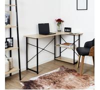 Home Deco Factory - Bureau d'angle HD7109 - Noir, étagère intégrée, métal & chêne, 120 x 74 x 74 cm