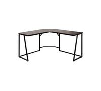 Bureau d'angle HWC-K66, table d'ordinateur, certifié FSC 76x196x110cm, MDF métal brun foncé