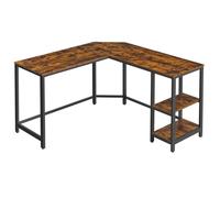 Bureau d'angle industriel VASAGLE - Étagère de rangement - Brun rustique - 138 x 138 x 76 cm