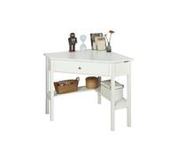 Bureau d'angle informatique avec tiroir, design fonctionnel, blanc