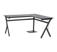 HOMCOM Bureau d'angle informatique design contemporain 155L x 130l x 76H cm MDF acier noir