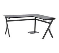 HOMCOM Bureau d'angle informatique design contemporain 155L x 130l x 76H cm MDF acier noir