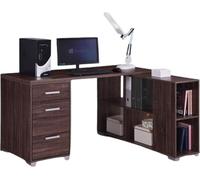 Bureau d'angle IZMIR design moderne - coloris noyer et gris - 9 casiers de rangement
