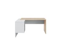 Bureau d'angle JIMI L145cm x P108cm - Blanc et bois
