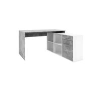 Bureau d'angle London - Panneaux de particules - Décor béton structuré, blanc - 136 x 75 x 139 cm