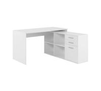 Bureau d'angle LONDON - Panneaux de particules - Décor blanc - 136 x 75 x 139 cm