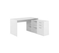 Bureau d'angle London - Panneaux de particules - Décor blanc - 136 x 75 x 139 cm
