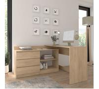 Bureau d'angle MAJA 130 cm chêne Cremona avec 3 tiroirs