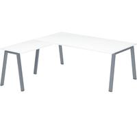 Bureau d'angle manager Ecla Blanc L 200 x P 200 cm piètement métal Aluminium - - Bruneau