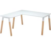 Bureau d'angle manager Ecla L 200 x P 200 blanc piètement bois/métal - - Bruneau