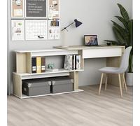 Bureau d'Angle Meuble de Travail Écriture Blanc Brillant Bois Ingénierie vidaXL