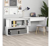 Bureau d'Angle Meuble de Travail Écriture Blanc Brillant Bois Ingénierie vidaXL