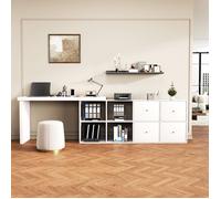 Bureau d'Angle Modulable Rotatif 360° - Configuration Ligne, L ou 2 Places - Plateau MDF 4 cm - pour Bureau, Home-Office