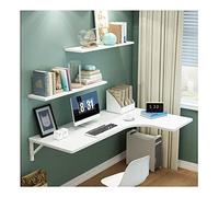 Bureau d'angle Mural Flottant en Forme de L, avec chevalet Pliable, étagère Suspendue permettant de Gagner de l'espace, for Le Bureau, la Maison et la Cuisine(White,120 * 60 * 40cm 47 * 24 * 16IN)