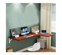 Bureau d'angle Mural Flottant en Forme de L, avec chevalet Pliable, étagère Suspendue permettant de Gagner de l'espace, for Le Bureau, la Maison et la Cuisine(Brown,80 * 60 * 35cm 31 * 24 * 14IN)
