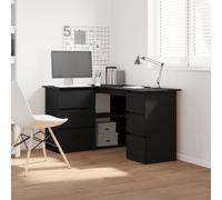 Bureau D'angle Noir En Chêne Vidaxl, 145x100x76 Cm, Fait De Bois D'ingénierie
