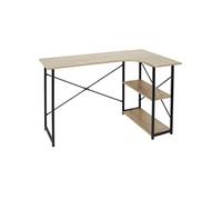 Bureau d'Angle Noir et Naturel avec 2 Tablettes - BIWO -
