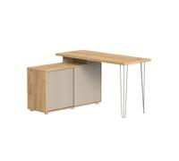 Vicco Bureau d'angle Notivo, Cachemire, 135x55cm | avec armoire de classement, adapté au télétravail et au bureau