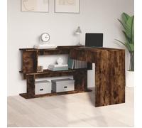 Bureau d'angle - OMABETA - Chêne fumé - 200x50x76 cm - Bois d'ingénierie - Design contemporain