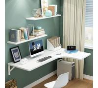 Bureau d'angle pliable mural avec étagères, pour économiser de l'espace pour la maison, le bureau, la cuisine, la buanderie