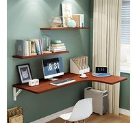 Bureau d'angle pliable mural pour ordinateur - Économie d'espace - Design flottant - Avec support en métal - Idéal pour bureau, chambre à coucher, cuisine, salle à manger