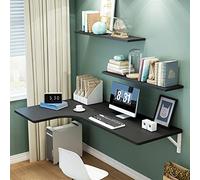 Bureau d'angle pliable mural pour ordinateur - Économie d'espace - Table flottante pour petits espaces - Bureau flottant avec support en métal - Idéal pour bureau, chambre à coucher, cuisine et salle