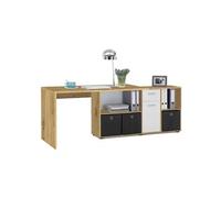 FMD Furniture 353-001 Combinaison d'angle de Bureau en Finition chêne Artisan Imitation Blanc Dimensions Table env. 136 x 75 x 68 cm Dimensions de l'étagère env. 137 x 71 x 33 cm