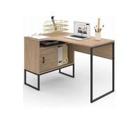 Idmarket Bureau D'angle Rob Façon Hêtre Et Noir Niche De Rangement Et Porte Design Industriel Noir