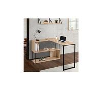 IDMarket - Bureau d'angle Rotatif 180° Detroit étagère Forme S Design Industriel