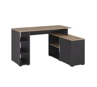 Bureau d'angle Rudy, 135x110cm avec des étagères, Anthracite/Chêne Artisan, Vicco 57325