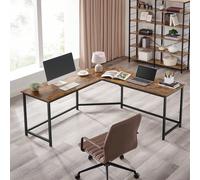 Bureau D'angle, Table En Forme De L, Pour Travailler Et Réviser, Marron Rustique Lwd73x Marron