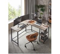 Bureau d'angle VASAGLE - Style industriel - Grège et Noir - Avec étagère de rangement