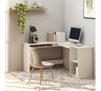 Bureau d'angle - vidaXL - Blanc - 120x140x75 cm - Plateau clavier coulissant - 2 étagères ouvertes