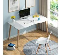 Bureau de bureau à domicile avec tiroirs, table en bois multipose pour poste de travail, étude, écriture, design moderne et simple, assemblage nul, blanc (80 x 40,6 x 73,7 cm (L x l x H)