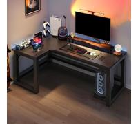 Bureau de bureau avec base en acier et gestion des câbles - Sans chaises - Table d'angle pour jeux d'ordinateur, bureau, étude, étudiant, bureau d'écriture noir, 120 x 80 x 75 cm (L x l x H)