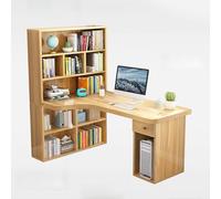 Bureau de bureau avec clapier, rangement et étagère d'angle réversible pour étude à domicile et travail informatique