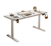 Bureau de bureau compact avec étagères et crochet pour casque - Table d'ordinateur de 100 cm pour la maison, le bureau et la chambre à coucher - Design moderne blanc - Idéal pour étudier et travailler