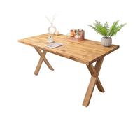 Bureau de bureau en chêne massif huilé - Pieds en X | 800 mm x 500 mm x 40 mm | Dessus en bois européen de qualité supérieure - Table de poste de travail pour le travail, l'écriture et l'étude