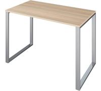 Bureau de bureau LEVIRA Fulda II 110x60 cm Gris Métallisé et Chêne Blanc - Table de travail moderne, résistante et fonctionnelle pour télétravail ou étude