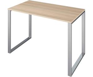 Bureau de bureau LEVIRA Fulda II 110x60 cm Gris Métallisé et Chêne Blanc - Table de travail moderne, résistante et fonctionnelle pour télétravail ou étude