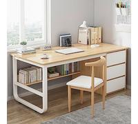 Bureau de bureau moderne en bois avec 3 tiroirs stable pour ordinateur portable Finition teck 100 x 50 x 75 cm