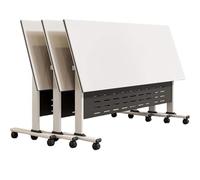 Bureau de bureau pliable et mobile compact avec roulettes - Station de travail à roulettes polyvalente pour la maison, le bureau, les études, les conférences et la formation - Table de réunion et