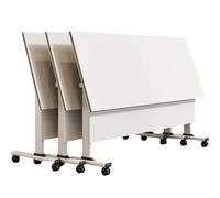 Bureau de bureau pliable mobile avec roulettes - Table de conférence à roulettes - Station de travail compacte pour salle de formation, espace de travail à domicile, salle d'étude, coin de réunion