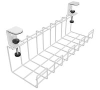 Bureau de Canal de câbles à Pincer pour la Commande sur Le Lieu de Travail - Gestion pour câbles, chargeurs et multiprises sans Outils (M, métal Blanc) KD Essentials