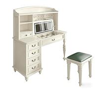 Bureau de coiffeuse avec miroir caché - Coiffeuse et bureau d'écriture en bois massif, pas de montage nécessaire